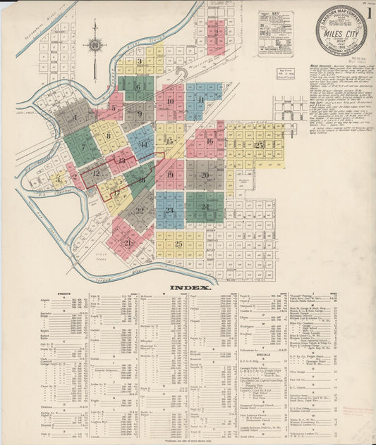 Sanborn Fire Insurance Map from Miles City, Custer County, Montana. (1916) – Historic Sanborn Fire Insurance Map Print