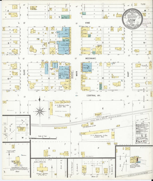 Sanborn Fire Insurance Map from Leon, Butler County, Kansas (1902), Sheet #0001 - Historic Sanborn Fire Insurance Map Print, vintage old map wall art, antique decor, genealogy gift, Kansas Kansas map