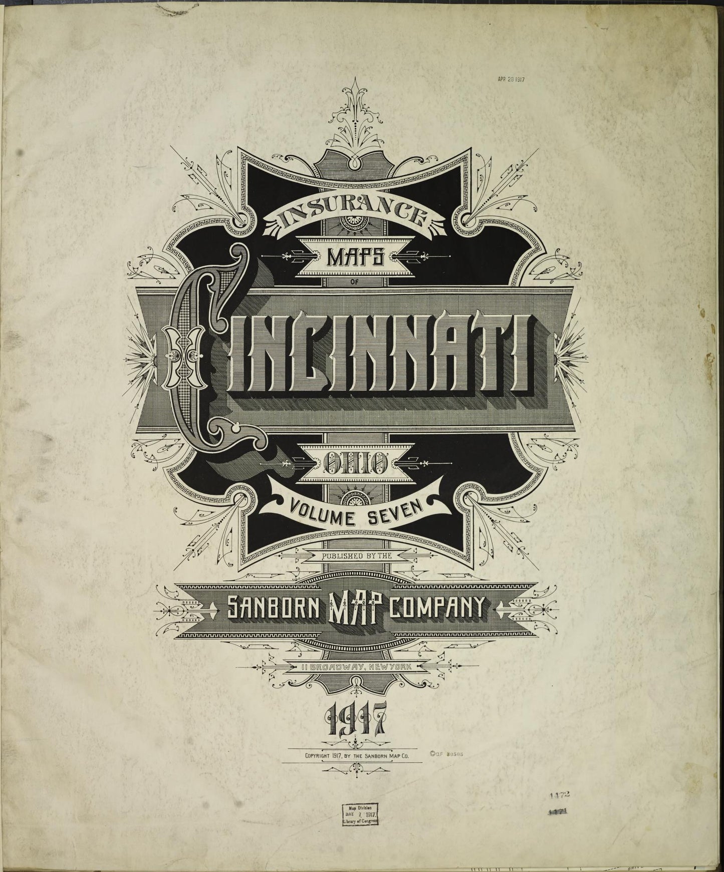 Sanborn Fire Insurance Map from Cincinnati, Hamilton County, Ohio (1917), Sheet #0001 - Complete Map Set gallery image, historic Sanborn map, vintage wall art, Ohio Ohio