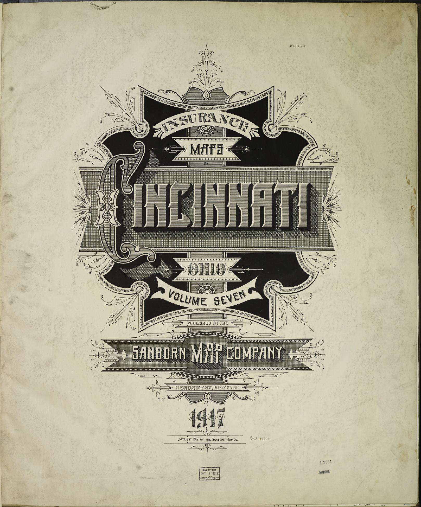 Sanborn Fire Insurance Map from Cincinnati, Hamilton County, Ohio (1917), Sheet #0001 - Complete Map Set gallery image, historic Sanborn map, vintage wall art, Ohio Ohio
