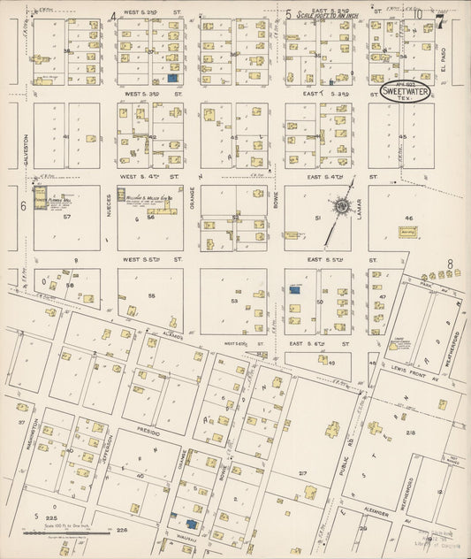 Sanborn Fire Insurance Map from Sweetwater, Nolan County, Texas (1922), Sheet #0007 - Historic Sanborn Fire Insurance Map Print, vintage old map wall art, antique decor, genealogy gift, Texas Texas map