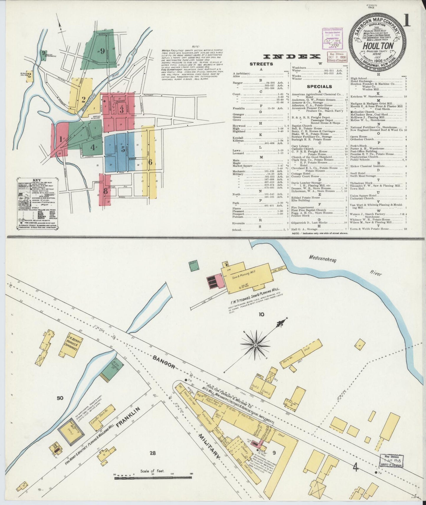 Sanborn Fire Insurance Map from Houlton, Aroostook County, Maine. (1906) – Historic Sanborn Fire Insurance Map Print