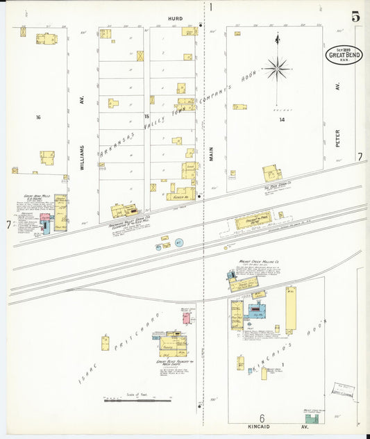 Sanborn Fire Insurance Map from Great Bend, Barton County, Kansas (1899), Sheet #0005 - Historic Sanborn Fire Insurance Map Print, vintage old map wall art, antique decor, genealogy gift, Kansas Kansas map