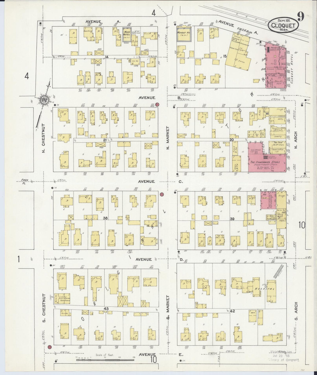 Sanborn Fire Insurance Map from Cloquet, Carlton County, Minnesota (1911), Sheet #0009 - Complete Map Set gallery image, historic Sanborn map, vintage wall art, Minnesota Minnesota