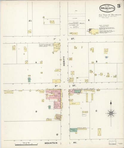 Sanborn Fire Insurance Map from San Jacinto, Riverside County, California (1891), Sheet #0003 - Complete Map Set gallery image, historic Sanborn map, vintage wall art, California California