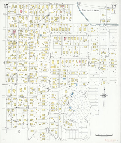 Sanborn Fire Insurance Map from Marion, Williamson County, Illinois (1937), Sheet #0017 - Complete Map Set gallery image, historic Sanborn map, vintage wall art, Illinois Illinois