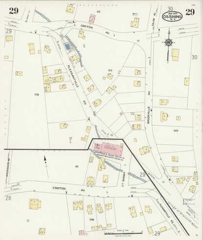 Sanborn Fire Insurance Map from Ossining, Westchester County, New York (1924), Sheet #0029 - Historic Sanborn Fire Insurance Map Print, vintage old map wall art, antique decor, genealogy gift, New York New York map