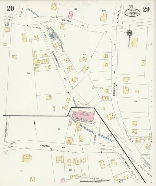 Sanborn Fire Insurance Map from Ossining, Westchester County, New York (1924), Sheet #0029 - Historic Sanborn Fire Insurance Map Print, vintage old map wall art, antique decor, genealogy gift, New York New York map