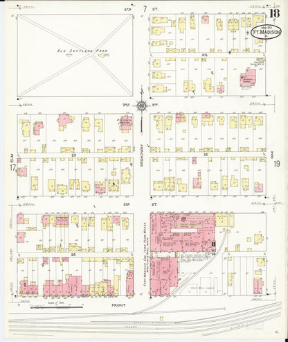 Sanborn Fire Insurance Map from Fort Madison, Lee County, Iowa (1913), Sheet #0018 - Historic Sanborn Fire Insurance Map Print