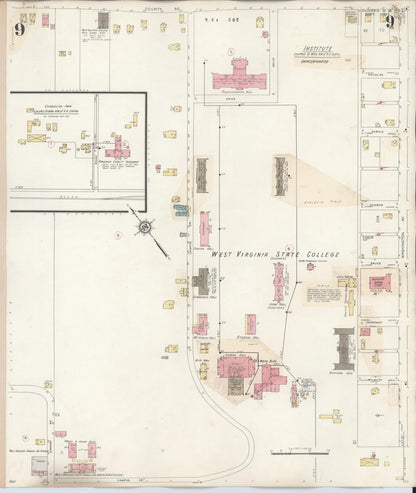 Sanborn Fire Insurance Map from Dunbar, Kanawha County, West Virginia (1950), Sheet #0009 - Complete Map Set gallery image, historic Sanborn map, vintage wall art, West Virginia West Virginia