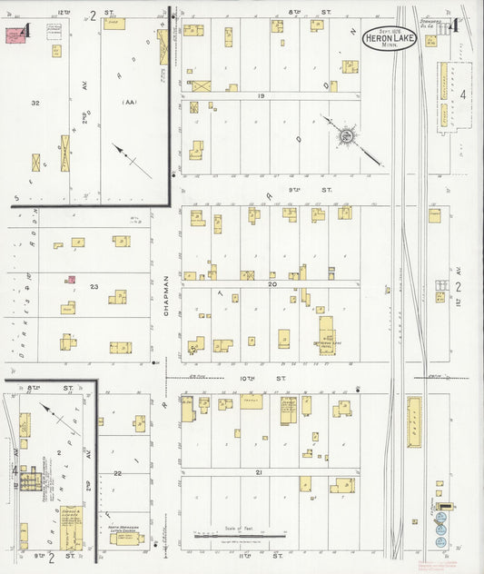 Sanborn Fire Insurance Map from Heron Lake, Jackson County, Minnesota (1926), Sheet #0004 - Historic Sanborn Fire Insurance Map Print, vintage old map wall art, antique decor, genealogy gift, Minnesota Minnesota map