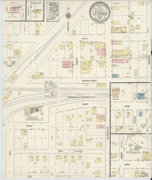 Sanborn Fire Insurance Map from La Crosse, La Porte County, Indiana (1915), Sheet #0001 - Historic Sanborn Fire Insurance Map Print, vintage old map wall art, antique decor, genealogy gift, Indiana Indiana map