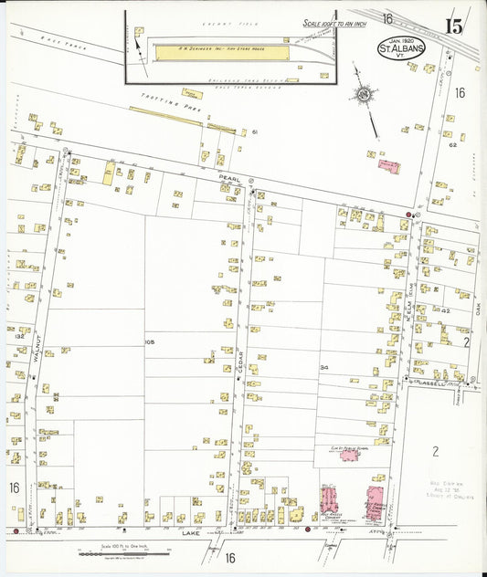 Sanborn Fire Insurance Map from Saint Albans, Franklin County, Vermont (1920), Sheet #0015 - Historic Sanborn Fire Insurance Map Print, vintage old map wall art, antique decor, genealogy gift, Vermont Vermont map