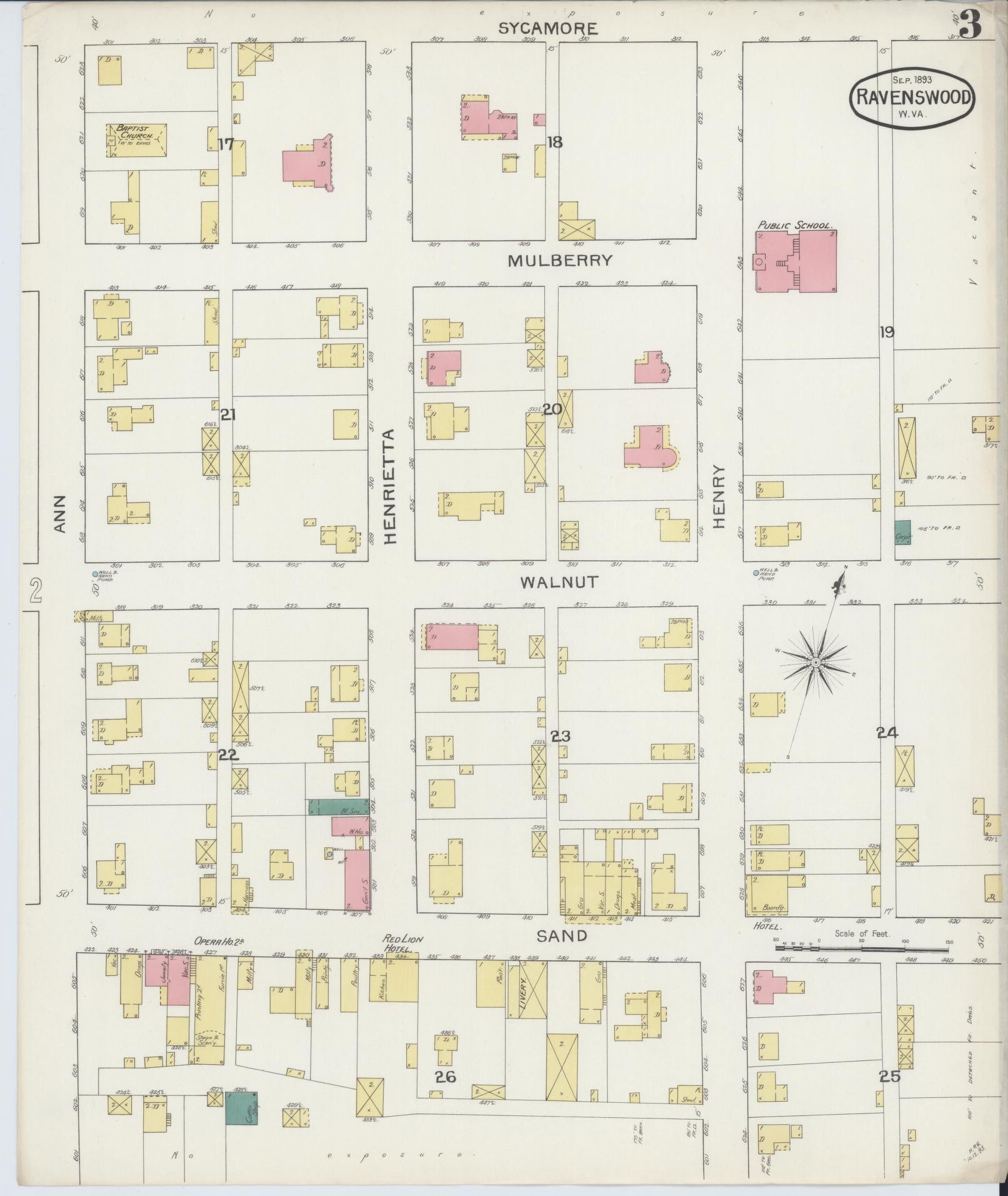 Sanborn Fire Insurance Map from Ravenswood, Jackson County, West Virginia (1893), Sheet #0003 - Complete Map Set gallery image, historic Sanborn map, vintage wall art, West Virginia West Virginia