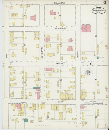 Sanborn Fire Insurance Map from Ravenswood, Jackson County, West Virginia (1893), Sheet #0003 - Complete Map Set gallery image, historic Sanborn map, vintage wall art, West Virginia West Virginia