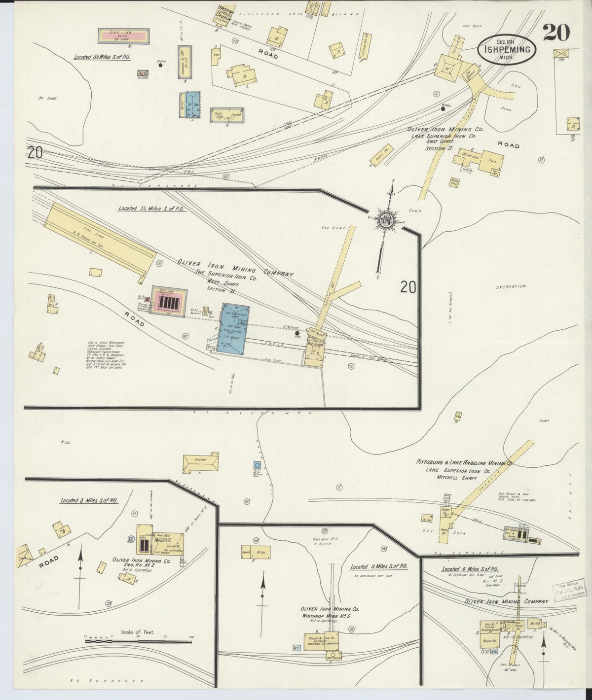 Sanborn Fire Insurance Map from Ishpeming, Marquette County, Michigan (1911), Sheet #0020 - Historic Sanborn Fire Insurance Map Print, vintage old map wall art, antique decor, genealogy gift, Michigan Michigan map