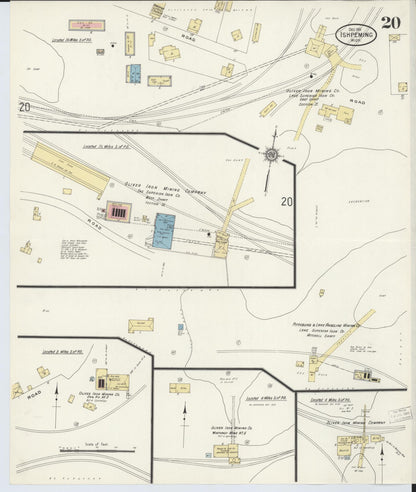 Sanborn Fire Insurance Map from Ishpeming, Marquette County, Michigan (1911), Sheet #0020 - Historic Sanborn Fire Insurance Map Print, vintage old map wall art, antique decor, genealogy gift, Michigan Michigan map