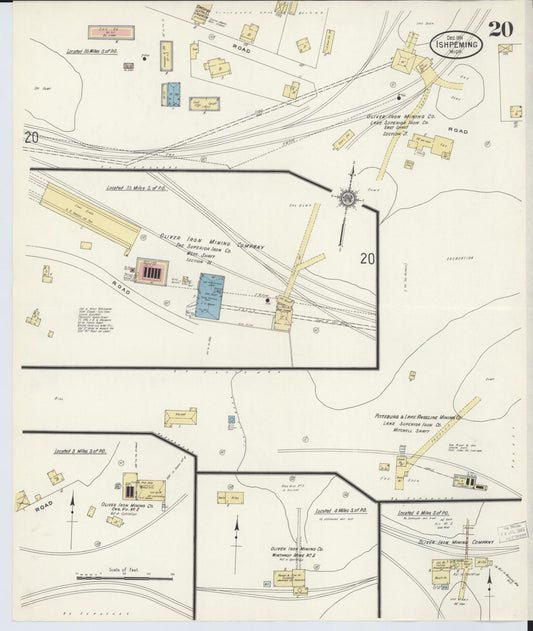 Sanborn Fire Insurance Map from Ishpeming, Marquette County, Michigan (1911), Sheet #0020 - Historic Sanborn Fire Insurance Map Print, vintage old map wall art, antique decor, genealogy gift, Michigan Michigan map