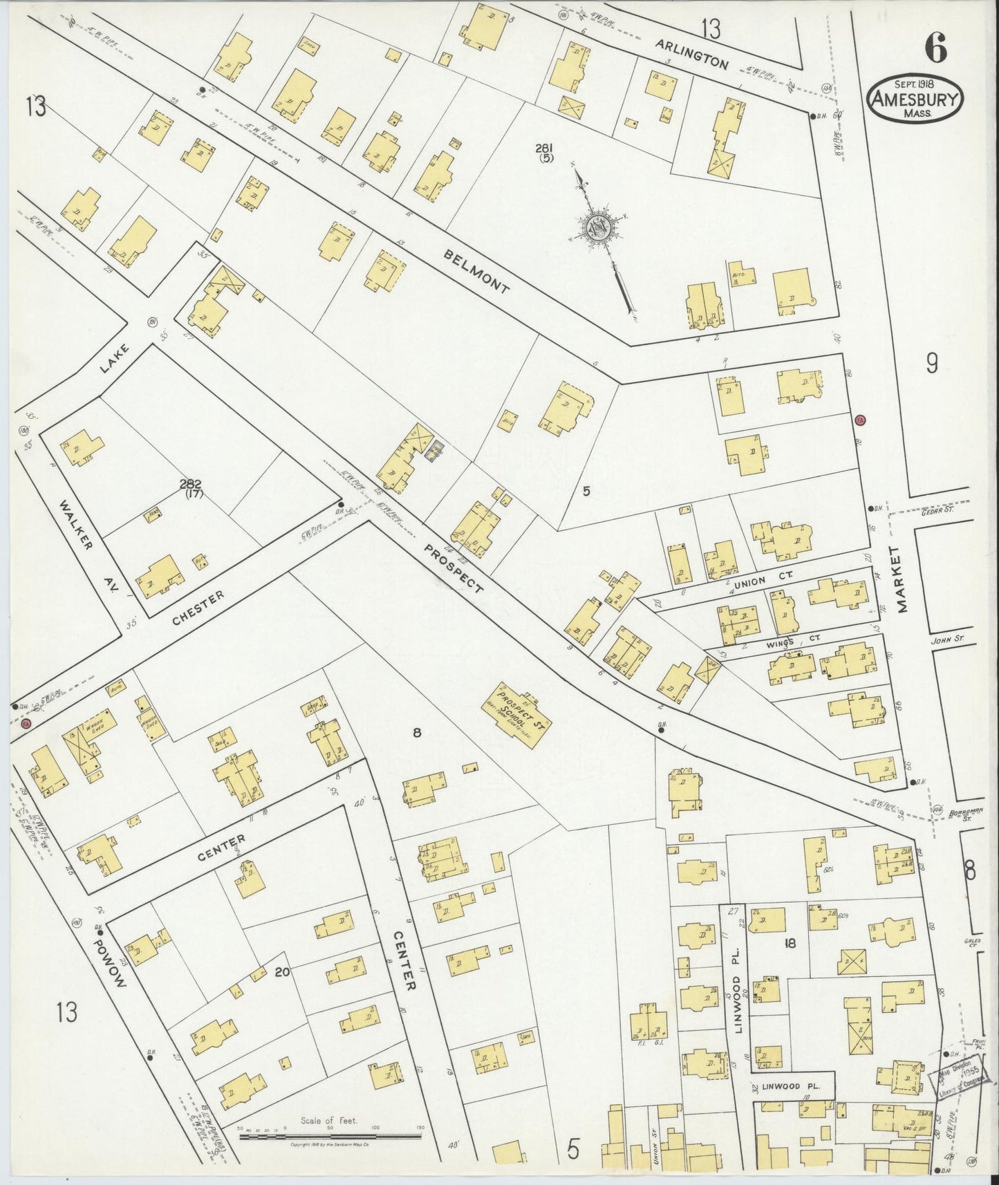 Sanborn Fire Insurance Map from Amesbury, Essex County, Massachusetts (1918), Sheet #0006 - Complete Map Set gallery image, historic Sanborn map, vintage wall art, Massachusetts Massachusetts
