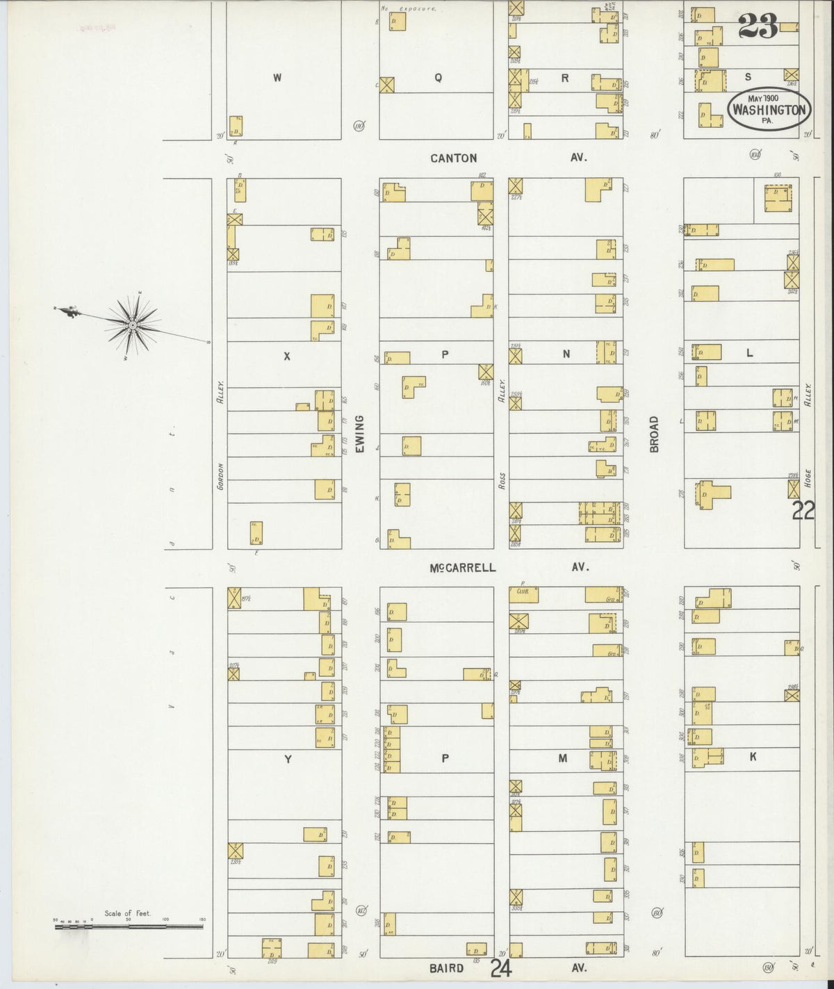 Sanborn Fire Insurance Map from Washington, Washington County, Pennsylvania (1900), Sheet #0023 - Historic Sanborn Fire Insurance Map Print, vintage old map wall art, antique decor, genealogy gift, Pennsylvania Pennsylvania map