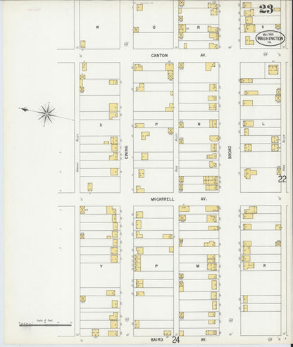 Sanborn Fire Insurance Map from Washington, Washington County, Pennsylvania (1900), Sheet #0023 - Historic Sanborn Fire Insurance Map Print, vintage old map wall art, antique decor, genealogy gift, Pennsylvania Pennsylvania map
