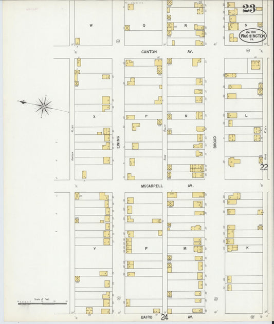 Sanborn Fire Insurance Map from Washington, Washington County, Pennsylvania (1900), Sheet #0023 - Historic Sanborn Fire Insurance Map Print, vintage old map wall art, antique decor, genealogy gift, Pennsylvania Pennsylvania map