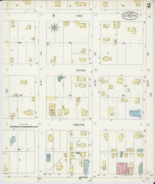 Sanborn Fire Insurance Map from Geneva, Kane County, Illinois (1897), Sheet #0002 - Historic Sanborn Fire Insurance Map Print, vintage old map wall art, antique decor, genealogy gift, Illinois Illinois map