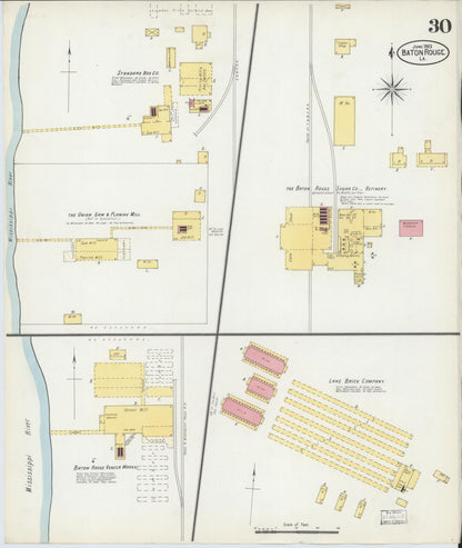 Sanborn Fire Insurance Map from Baton Rouge, East Baton Rouge Parish, Louisiana (1903), Sheet #0030 - Complete Map Set gallery image, historic Sanborn map, vintage wall art, Louisiana Louisiana