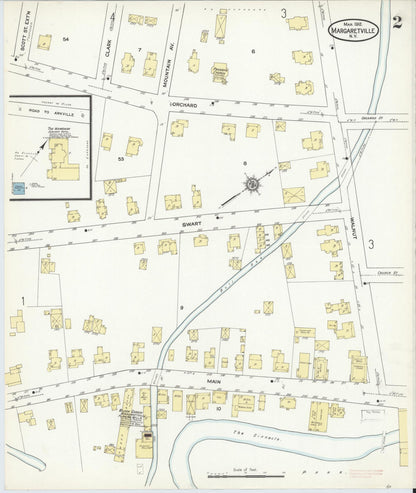 Sanborn Fire Insurance Map from Margaretville, Delaware County, New York (1912), Sheet #0002 - Complete Map Set gallery image, historic Sanborn map, vintage wall art, Margaretville Delaware