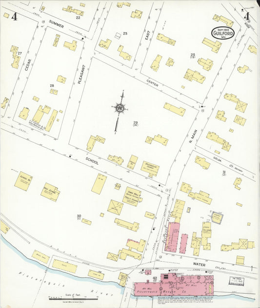 Sanborn Fire Insurance Map from Guilford, Piscataquis County, Maine (1923), Sheet #0004 - Historic Sanborn Fire Insurance Map Print, vintage old map wall art, antique decor, genealogy gift, Maine Maine map