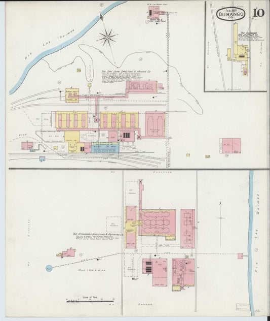 Sanborn Fire Insurance Map from Durango, La Plata County, Colorado (1893), Sheet #0010 - Historic Sanborn Fire Insurance Map Print, vintage old map wall art, antique decor, genealogy gift, Colorado Colorado map
