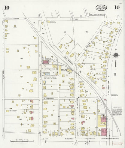 Sanborn Fire Insurance Map from Dalton, Whitfield County, Georgia (1925), Sheet #0010 - Complete Map Set gallery image, historic Sanborn map, vintage wall art, Georgia Georgia