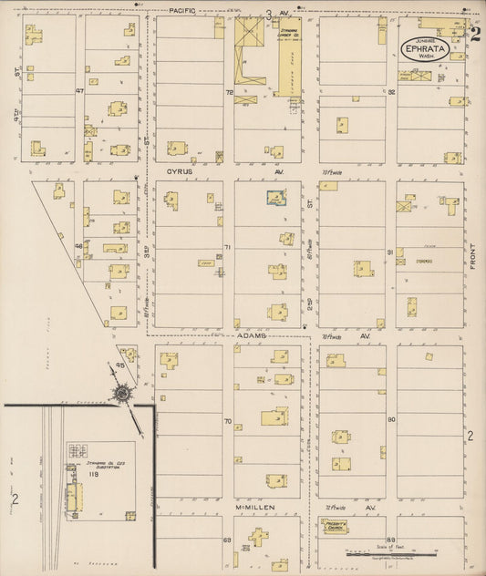 Sanborn Fire Insurance Map from Ephrata, Grant County, Washington (1922), Sheet #0002 - Historic Sanborn Fire Insurance Map Print, vintage old map wall art, antique decor, genealogy gift, Washington Washington map