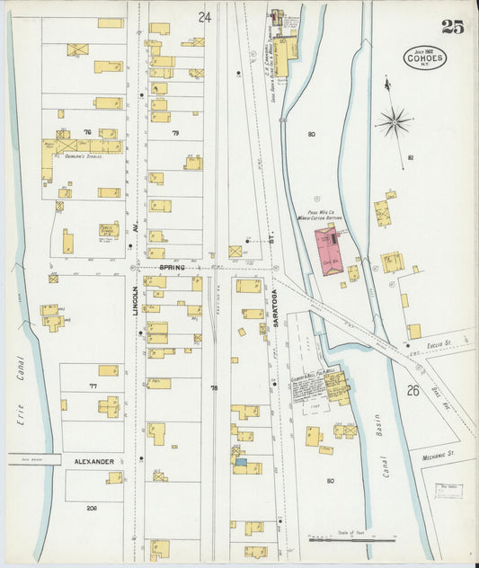 Sanborn Fire Insurance Map from Cohoes, Albany County, New York (1902), Sheet #0025 - Historic Sanborn Fire Insurance Map Print, vintage old map wall art, antique decor, genealogy gift, New York New York map