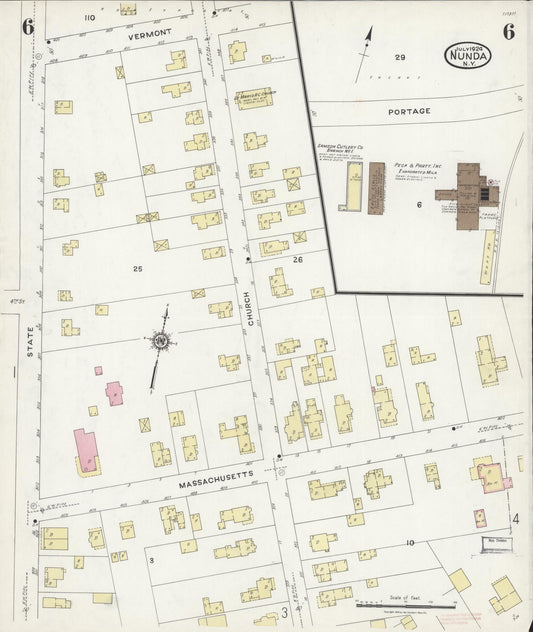 Sanborn Fire Insurance Map from Nunda, Livingston County, New York (1924), Sheet #0006 - Historic Sanborn Fire Insurance Map Print, vintage old map wall art, antique decor, genealogy gift, New York New York map