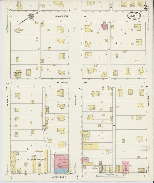 Sanborn Fire Insurance Map from Caddo, Bryan County, Oklahoma (1915), Sheet #0002 - Historic Sanborn Fire Insurance Map Print, vintage old map wall art, antique decor, genealogy gift, Oklahoma Oklahoma map