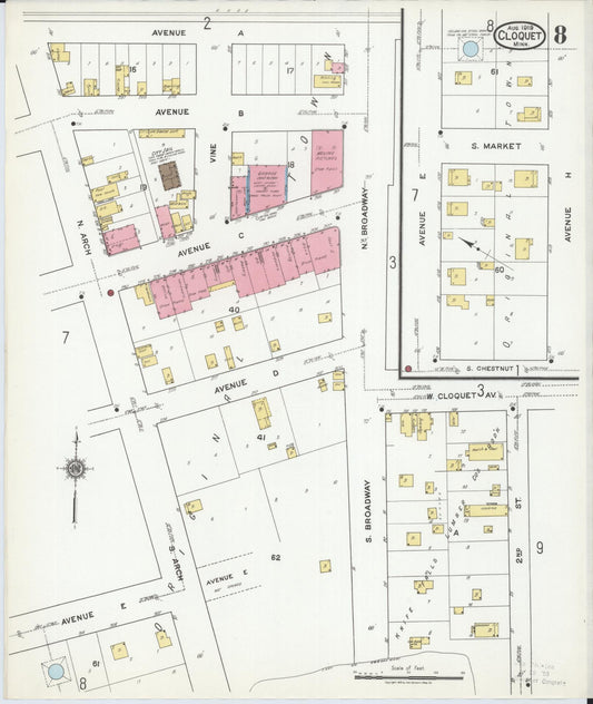 Sanborn Fire Insurance Map from Cloquet, Carlton County, Minnesota (1919), Sheet #0008 - Historic Sanborn Fire Insurance Map Print, vintage old map wall art, antique decor, genealogy gift, Minnesota Minnesota map
