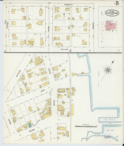 Sanborn Fire Insurance Map from East Jordan, Charlevoix County, Michigan (1905), Sheet #0005 - Complete Map Set gallery image, historic Sanborn map, vintage wall art, Michigan Michigan