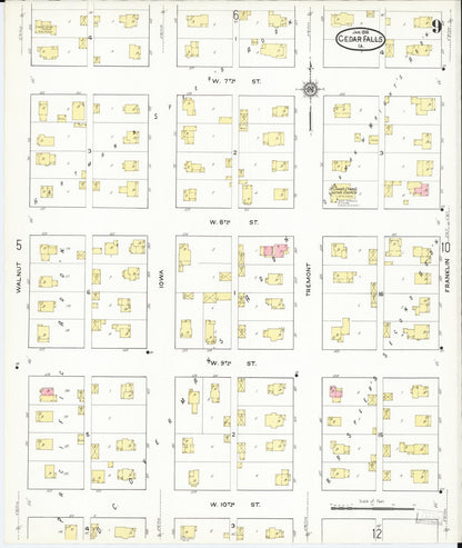 Sanborn Fire Insurance Map from Cedar Falls, Black Hawk County, Iowa (1916), Sheet #0009 - Historic Sanborn Fire Insurance Map Print