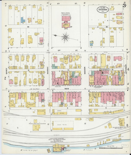 Sanborn Fire Insurance Map from Savanna, Carroll County, Illinois (1903), Sheet #0003 - Historic Sanborn Fire Insurance Map Print, vintage old map wall art, antique decor, genealogy gift, Illinois Illinois map