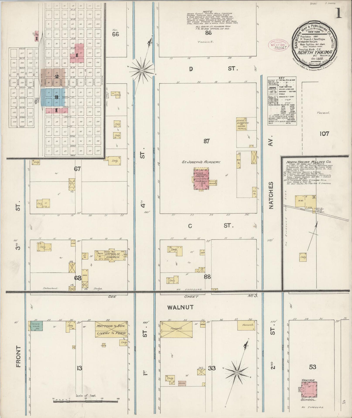 Sanborn Fire Insurance Map from North Yakima, Yakima County, Washington (1888), Sheet #0001