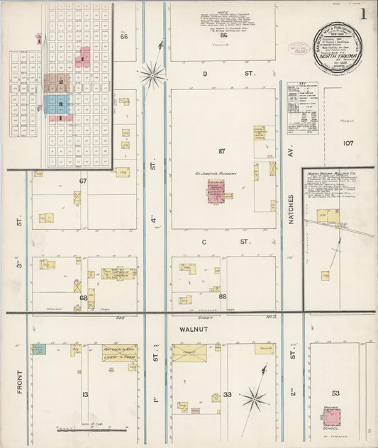 Sanborn Fire Insurance Map from North Yakima, Yakima County, Washington (1888), Sheet #0001
