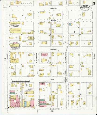 Sanborn Fire Insurance Map from Sigourney, Kiokuk County, Iowa (1899), Sheet #0003 - Historic Sanborn Fire Insurance Map Print, vintage old map wall art