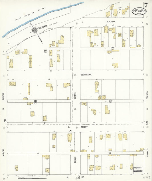Sanborn Fire Insurance Map from Port Angeles, Clallam County, Washington (1911), Sheet #0007 - Historic Sanborn Fire Insurance Map Print, vintage old map wall art, antique decor, genealogy gift, Washington Washington map