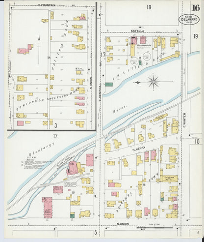 Sanborn Fire Insurance Map from Delaware, Delaware County, Ohio (1901), Sheet #0016 - Complete Map Set gallery image, historic Sanborn map, vintage wall art, Sanborn Fire Insurance Map from Delaware Delaware