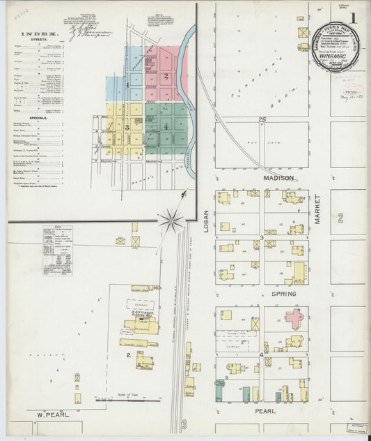 Sanborn Fire Insurance Map from Winamac, Pulaski County, Indiana (1893), Sheet #0001 - Complete Map Set gallery image, historic Sanborn map, vintage wall art, Indiana Indiana
