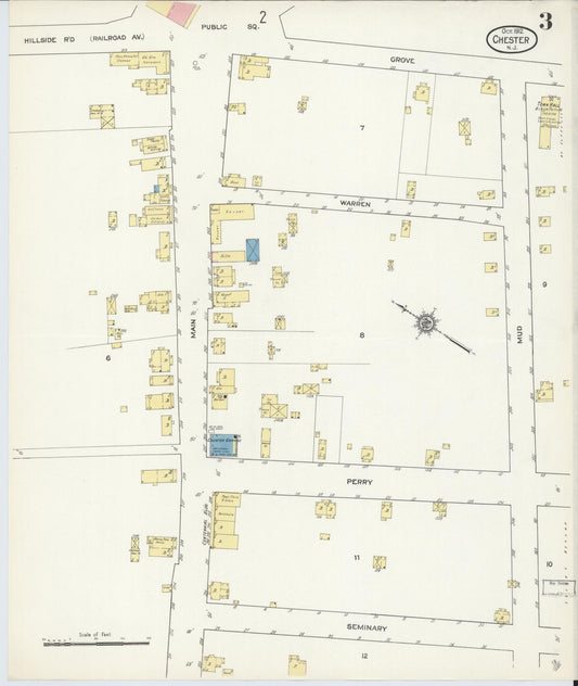 Sanborn Fire Insurance Map from Chester, Morris County, New Jersey (1912), Sheet #0003 - Historic Sanborn Fire Insurance Map Print, vintage old map wall art, antique decor, genealogy gift, New Jersey New Jersey map
