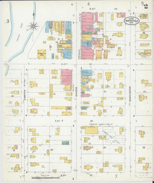 Sanborn Fire Insurance Map from Northfield, Rice County, Minnesota (1900), Sheet #0002 - Historic Sanborn Fire Insurance Map Print, vintage old map wall art, antique decor, genealogy gift, Minnesota Minnesota map