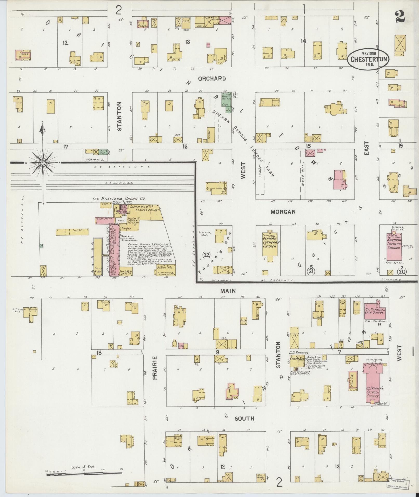 Sanborn Fire Insurance Map from Chesterton, Porter County, Indiana (1899), Sheet #0002 - Complete Map Set gallery image, historic Sanborn map, vintage wall art, Indiana Indiana