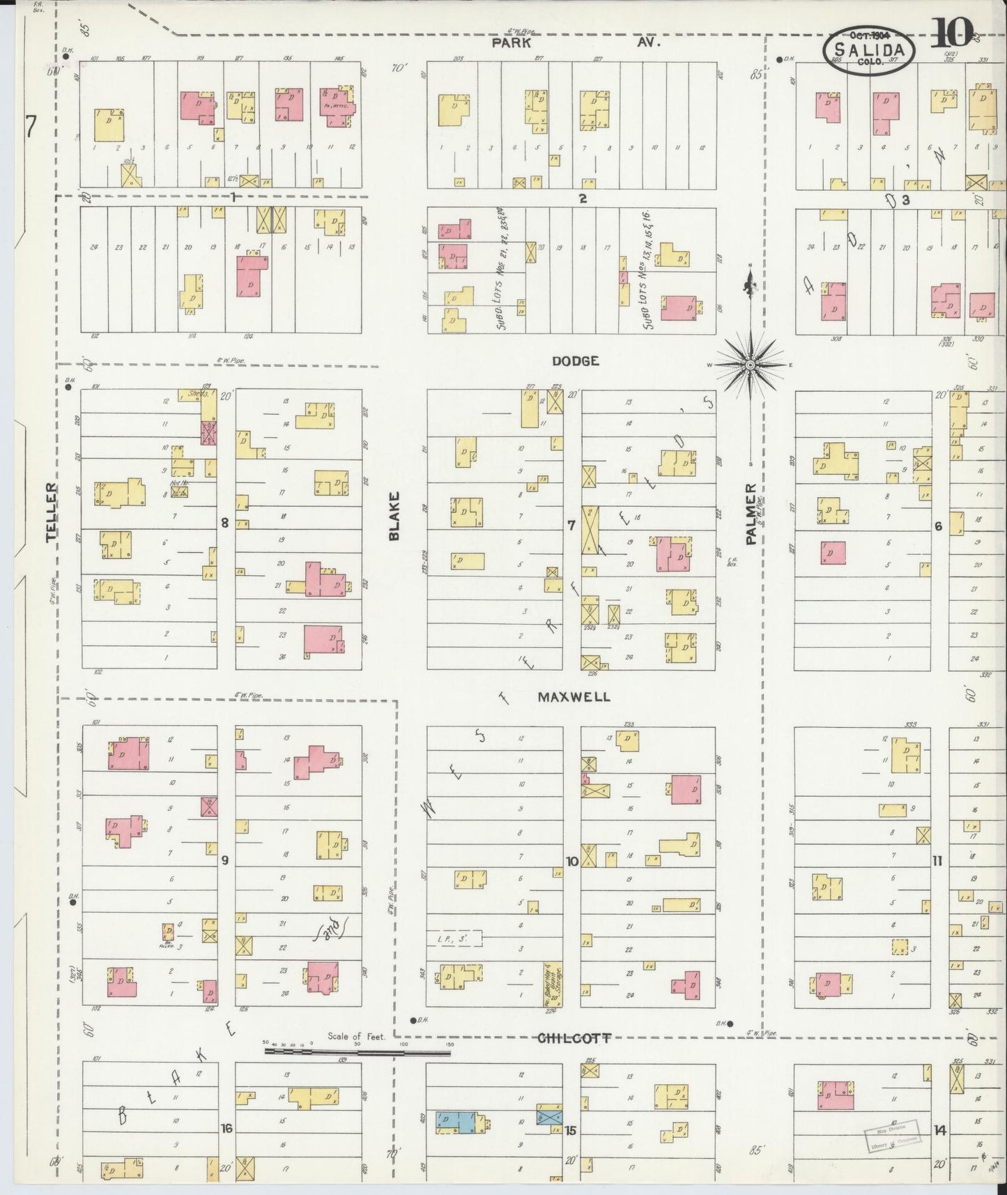 Sanborn Fire Insurance Map from Salida, Chaffee County, Colorado (1904), Sheet #0010 - Complete Map Set gallery image, historic Sanborn map, vintage wall art, Colorado Colorado